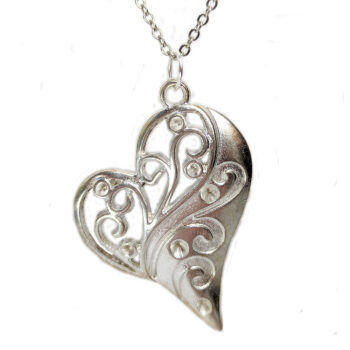 Decorative Hollow Angle Heart Silver Necklace