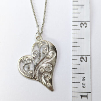 Decorative Hollow Angle Heart Silver Necklace - Image 2