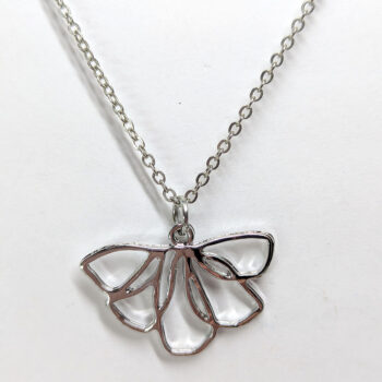 Silver Modern Hollow Flower Drop Necklace - Image 3