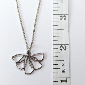 Silver Modern Hollow Flower Drop Necklace - Image 2