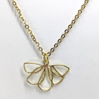 Gold Modern Hollow Flower Drop Necklace - Image 3