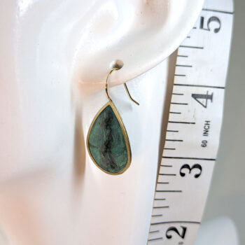 Shiny Turquoise Blue Marble Teardrop Hook Resin Stainless Steel Earrings - Image 3