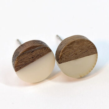 Round Resin Wood Stud Earrings - Image 15