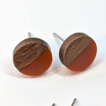 Round Resin Wood Stud Earrings - Image 14