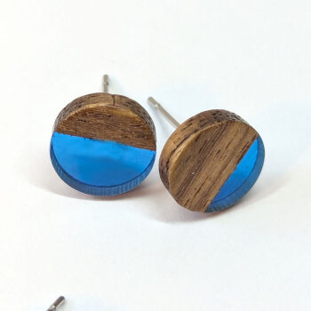 Round Resin Wood Stud Earrings - Image 13