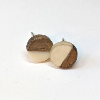 Round Resin Wood Stud Earrings - Image 12