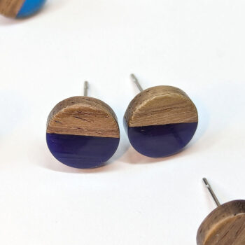 Round Resin Wood Stud Earrings - Image 11