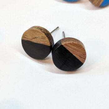 Round Resin Wood Stud Earrings - Image 10