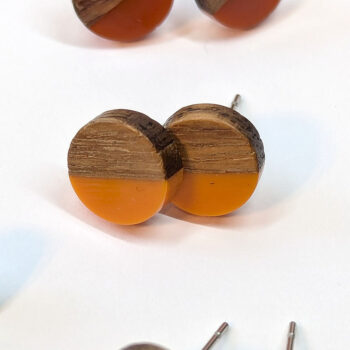 Round Resin Wood Stud Earrings - Image 9