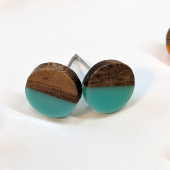 Round Resin Wood Stud Earrings - Image 8