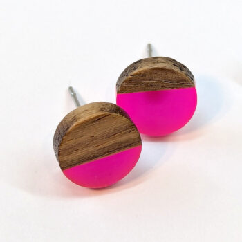 Round Resin Wood Stud Earrings - Image 7