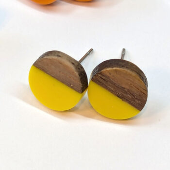 Round Resin Wood Stud Earrings - Image 6