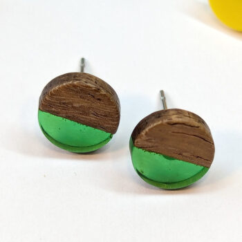 Round Resin Wood Stud Earrings - Image 5