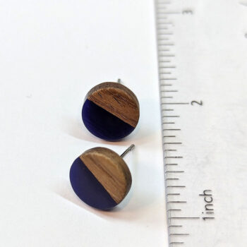 Round Resin Wood Stud Earrings - Image 2