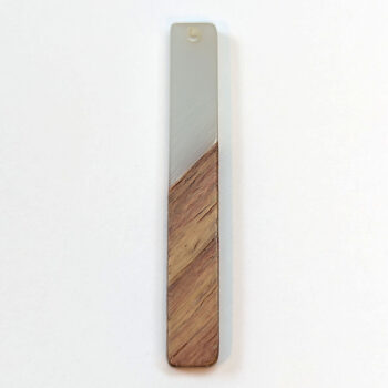 Cream White Long Rectangle Resin Wood Pendant