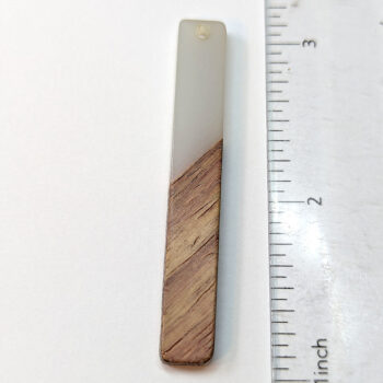 Cream White Long Rectangle Resin Wood Pendant - Image 2