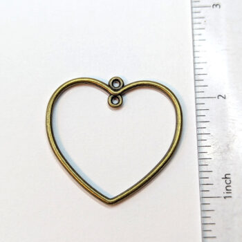 Hollow Heart Connector Pendant Antique Bronze - Image 2