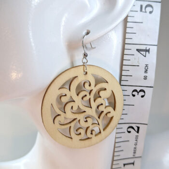 Large Round Vines Natural Wood Pendant Necklace - Image 2