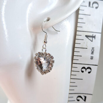 Hollow Heart Clear Glass Rhinestones Earrings - Image 2