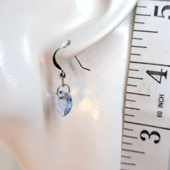 Small Light Blue Glass Rhinestone Heart Silver Earrings - Image 2