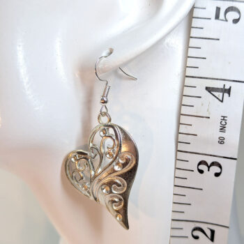 Silver Angle Hollow Heart Earrings - Image 2