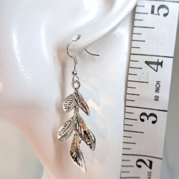 Silver Branch With Leaves Leaf Earrings - Image 2