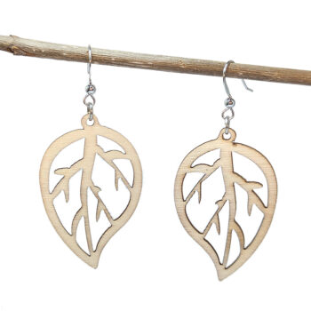 Hollow Leaf Natural Wood Earrings