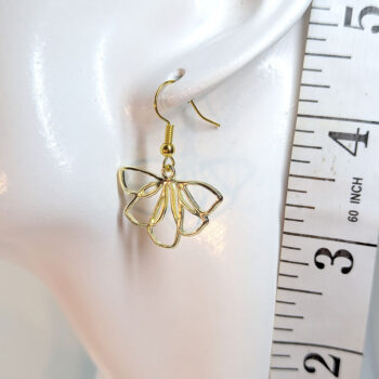 Gold Modern Hollow Flower Drop Earrings - Image 2