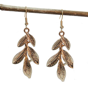 KC Gold Branch With Leaves Leaf Earrings