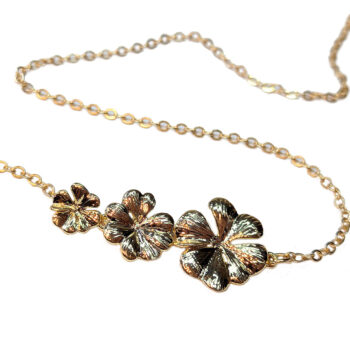 KC Gold Cascading Triple Flower Necklace