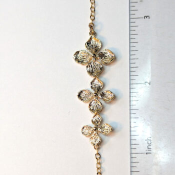 KC Gold Cascading Triple Four Leaf Petal Flower Necklace - Image 2