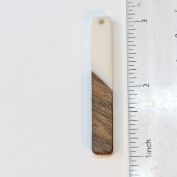 White Long Rectangle Resin Wood Pendant - Image 2