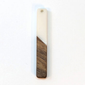 White Long Rectangle Resin Wood Pendant