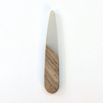 Cream White Long Teardrop Wood Resin Pendant