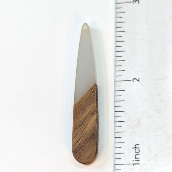 Cream White Long Teardrop Wood Resin Pendant - Image 2