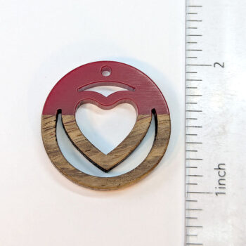 Red Carved Heart Wood Resin Pendant - Image 2