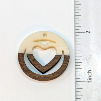 White Carved Heart Wood Resin Pendant - Image 2