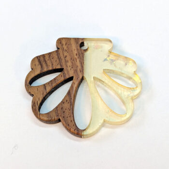 Cream Scallop Shell Wood Resin Pendant