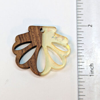 Cream Scallop Shell Wood Resin Pendant - Image 2