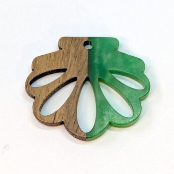 Green Scallop Shell Wood Resin Pendant