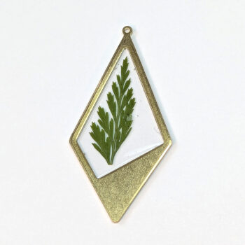 Medium Gold Diamond Real Dried Fern Leaf Resin Pendant