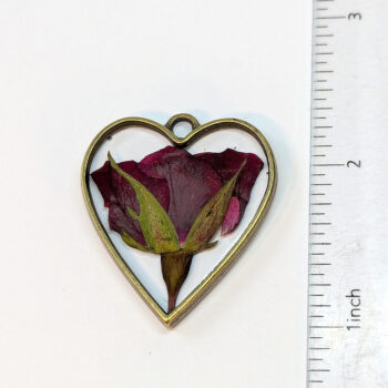 Heart Red Rose Real Dried Flower Resin Pendant - Image 2