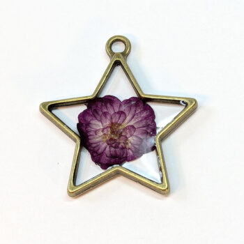 Star Purple Real Dried Flower Resin Pendant