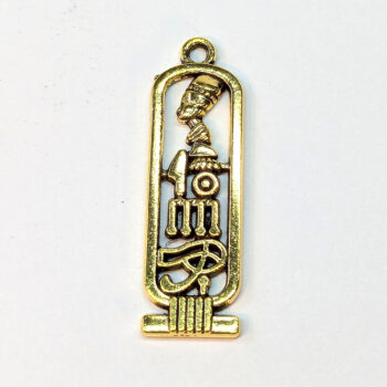 Egyptian Queen Nefertiti Hieroglyphics Pendant Antique Gold