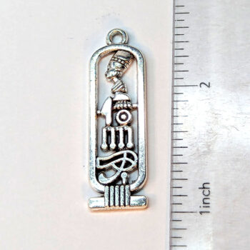 Egyptian Queen Nefertiti Hieroglyphics Pendant Antique Silver - Image 2