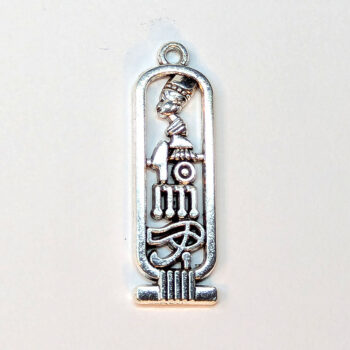 Egyptian Queen Nefertiti Hieroglyphics Pendant Antique Silver