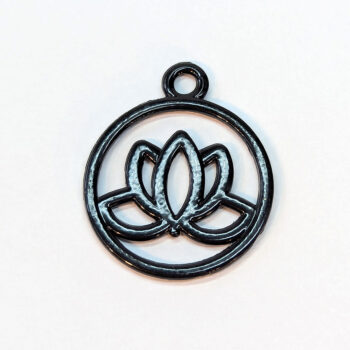 Lotus Flower Yoga Hoop Charm Black