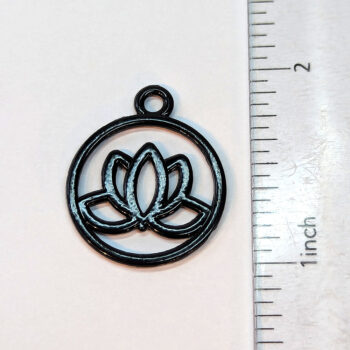 Lotus Flower Yoga Hoop Charm Black - Image 2