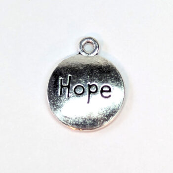 HOPE Round Inspirational Word Charm Antique Silver