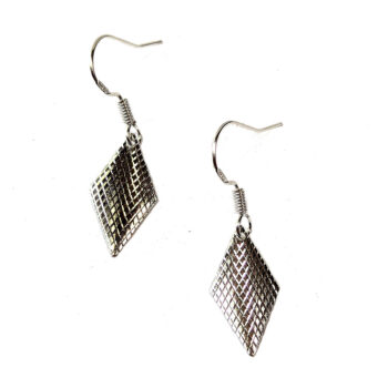 Sterling Silver Plated Diamond Geometric Earrings